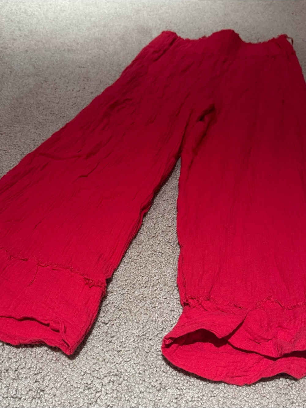 Kaktus Vibrant Red Smocked Waist Pants